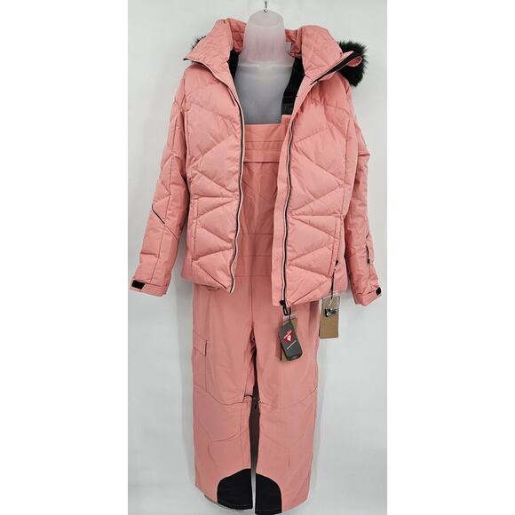 Rossignol Women's L Cooper Pink Relaxed Bib w/Matching Staci Pearly Jacket NWT - Picture 2 of 16
